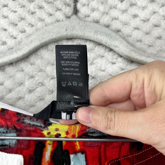 Ali Miles Tunic Top Abstract Artsy 3/4 Sleeve Button Oversized Crinkle White XL - Picture 4 of 7